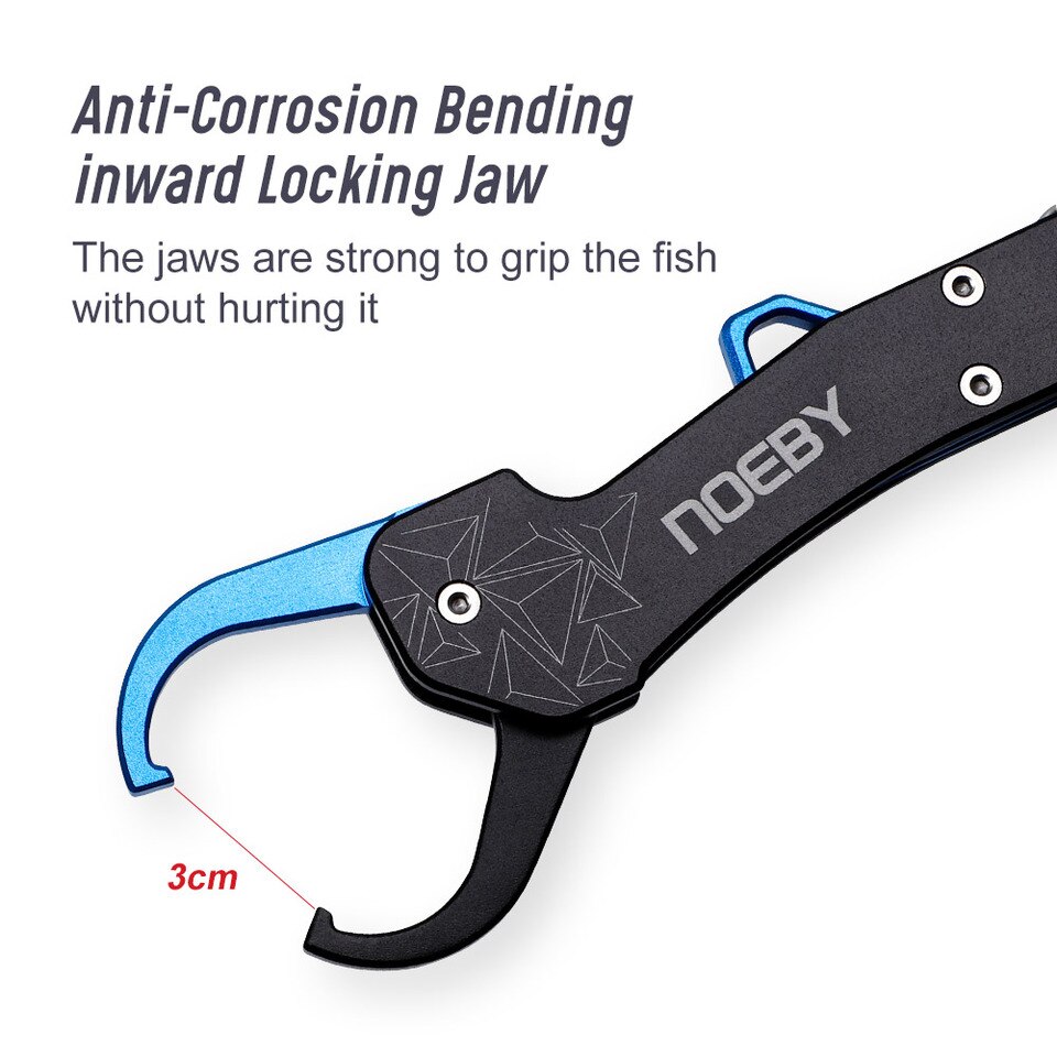 Noeby New Collapsible Fishing Grip Aluminium Alloy Fish Lip Grip Fish Hook Controller Adjustable with Connect Ring Fishing Tool